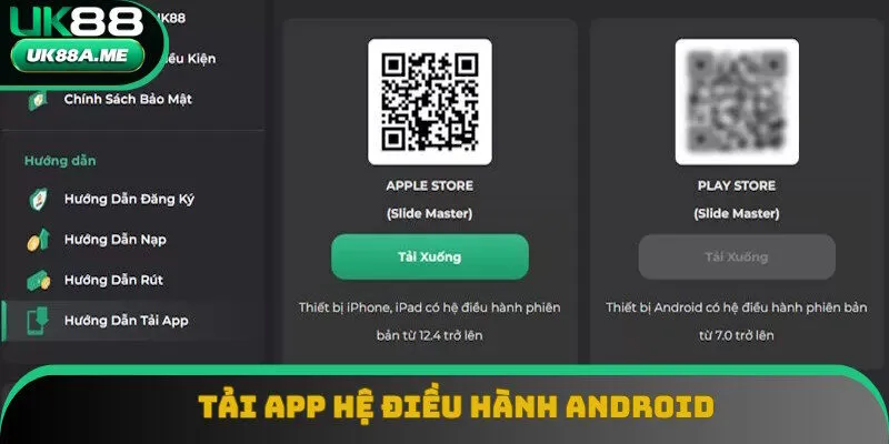 Hướng dẫn tải app UK88 với hệ điều hành Android